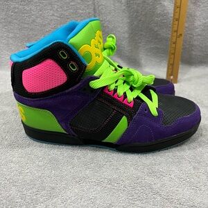 OSIRIS High Top Black Purple And Pink Womens Size 10 With Damage